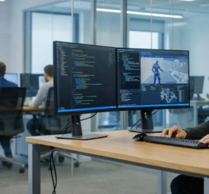 Werkplek van ontwikkelaar die aan SMARTPLAYTRACK-updates werkt