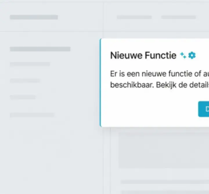 SMARTPLAYTRACK notificatievenster met melding over nieuwe updates en features.
